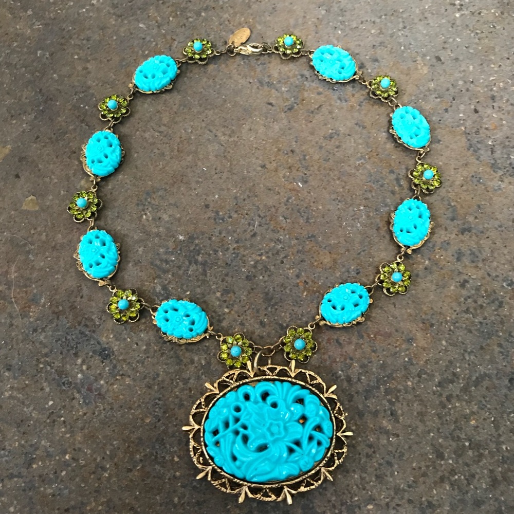Vintage JANNY Turquoise and Peridot Necklace